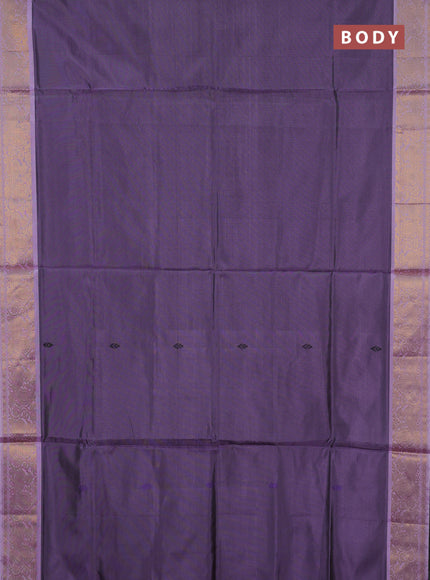 Banana pith saree dark purple shade and lavender with thread woven buttas and zari woven border