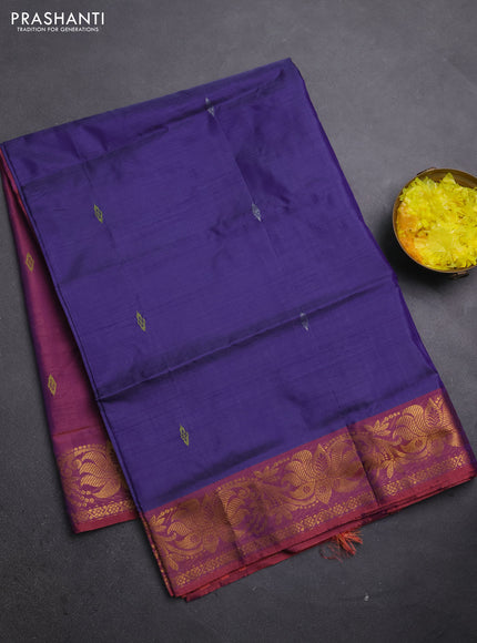 Banana pith saree violet and pink shade with thread woven buttas and zari woven border