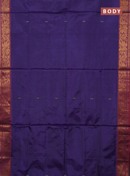 Banana pith saree violet and pink shade with thread woven buttas and zari woven border