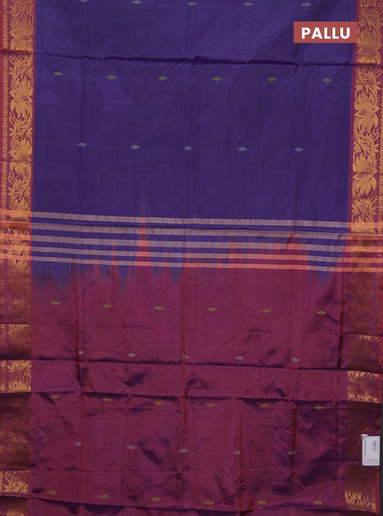 Banana pith saree violet and pink shade with thread woven buttas and zari woven border