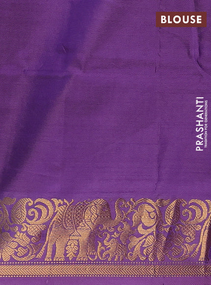 Banana pith saree greyish purple and violet with thread woven buttas and zari woven border