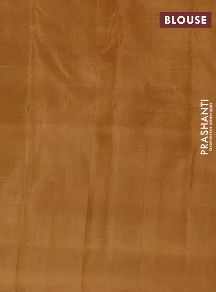 Banana pith saree teal blue and mustard shade with thread woven buttas in borderless style