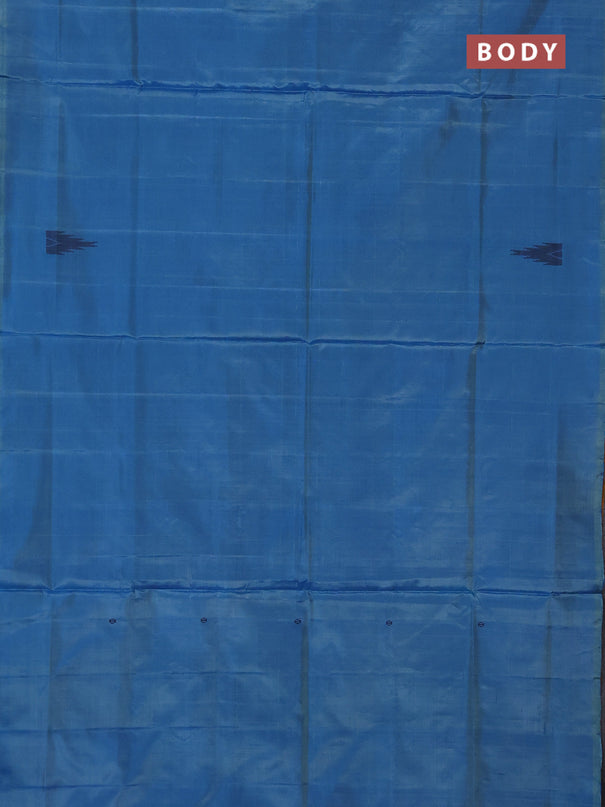 Banana pith saree blue shade and dark mustard with thread woven buttas in borderless style