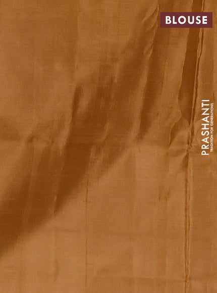 Banana pith saree teal blue and mustard shade with thread woven buttas in borderless style