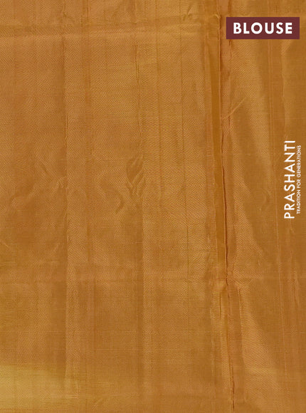 Banana pith saree teal blue and dark mustard with thread woven buttas in borderless style