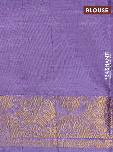 Banana pith saree green shade and lavender with thread woven buttas and zari woven border