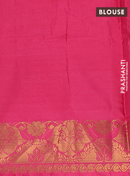 Banana pith saree maroon and pink with thread woven buttas and zari woven border