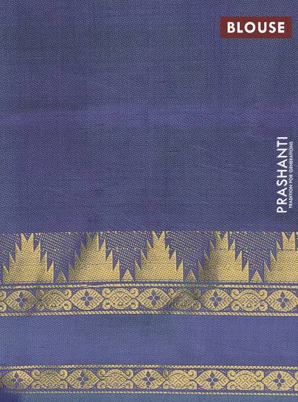 Banana pith saree lavender and dual shade of peacock green with thread woven buttas and temple design rettapet zari woven border