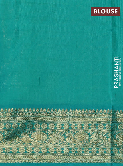 Venkatagiri silk saree mild pista green and teal blue shade with allover zari checks & buttas and rich zari woven border