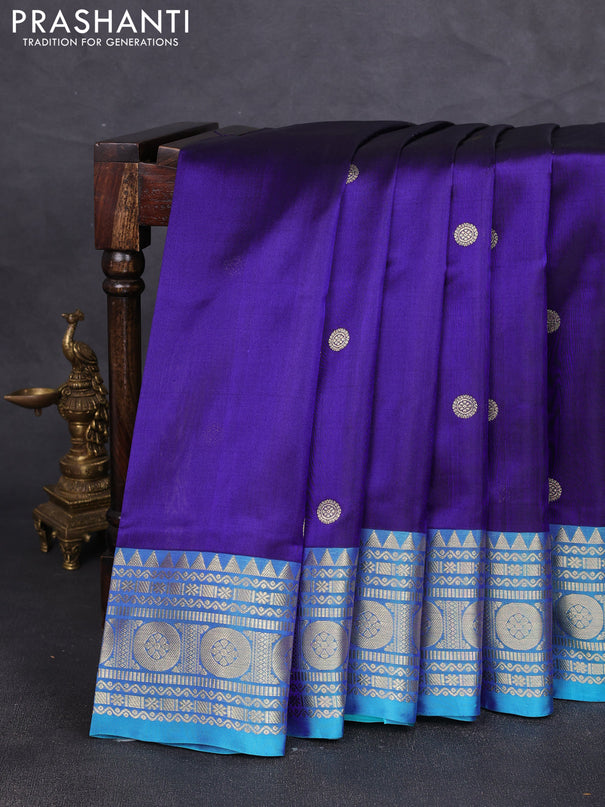 Venkatagiri silk saree blue and teal blue with zari woven buttas and rich zari woven border