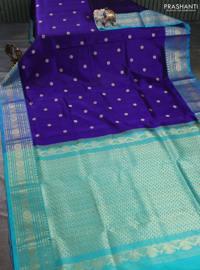 Venkatagiri silk saree blue and teal blue with zari woven buttas and rich zari woven border