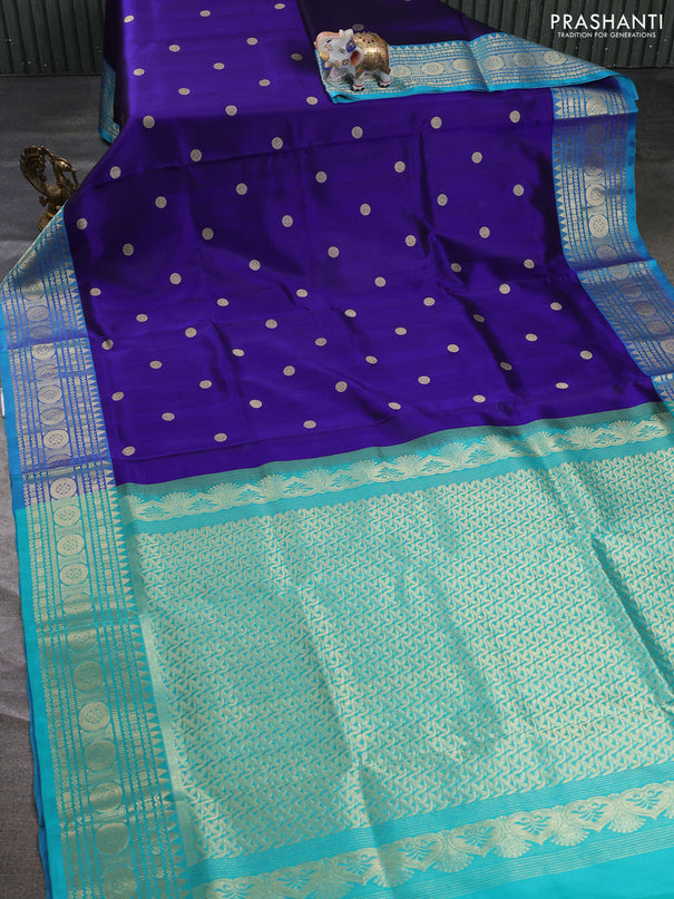 Venkatagiri silk saree blue and teal blue with zari woven buttas and rich zari woven border