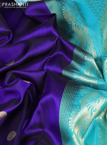 Venkatagiri silk saree blue and teal blue with zari woven buttas and rich zari woven border