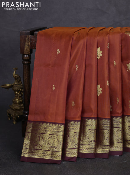 Venkatagiri silk saree rustic orange and coffee brown with zari woven buttas and rich zari woven border