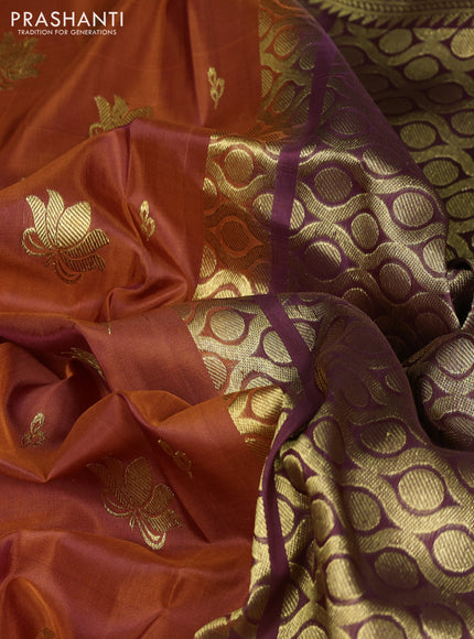 Venkatagiri silk saree rustic orange and coffee brown with zari woven buttas and rich zari woven border