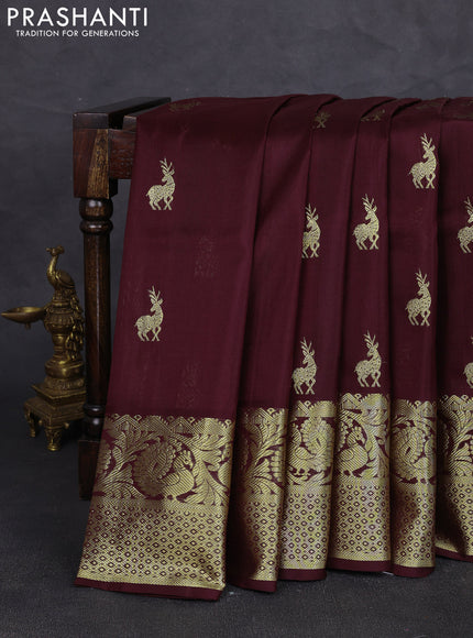 Venkatagiri silk saree deep maroon with zari woven buttas and rich zari woven border