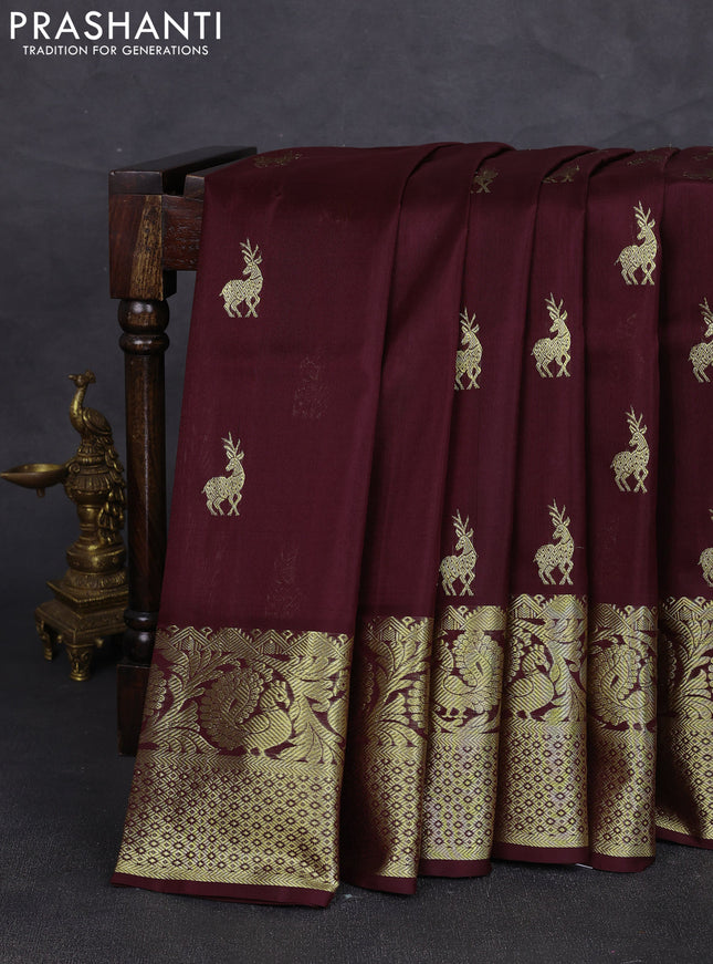 Venkatagiri silk saree deep maroon with zari woven buttas and rich zari woven border