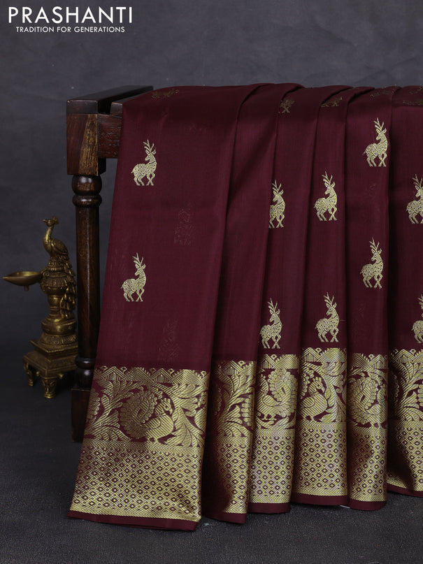 Venkatagiri silk saree deep maroon with zari woven buttas and rich zari woven border