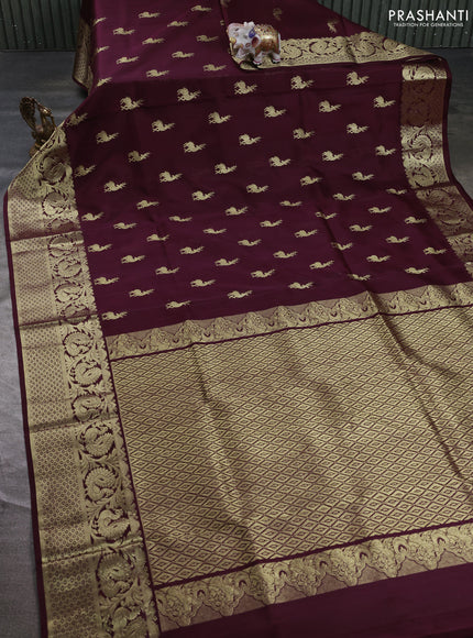Venkatagiri silk saree deep maroon with zari woven buttas and rich zari woven border