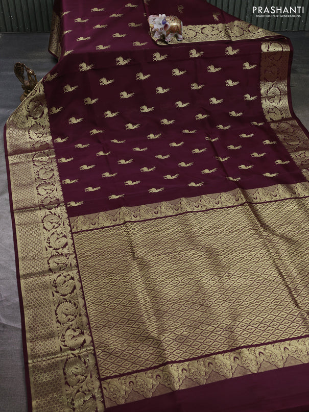 Venkatagiri silk saree deep maroon with zari woven buttas and rich zari woven border