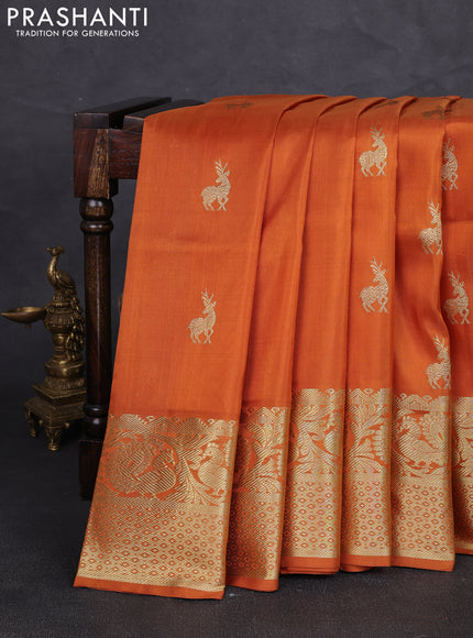 Venkatagiri silk saree honey shade with zari woven buttas and rich zari woven border