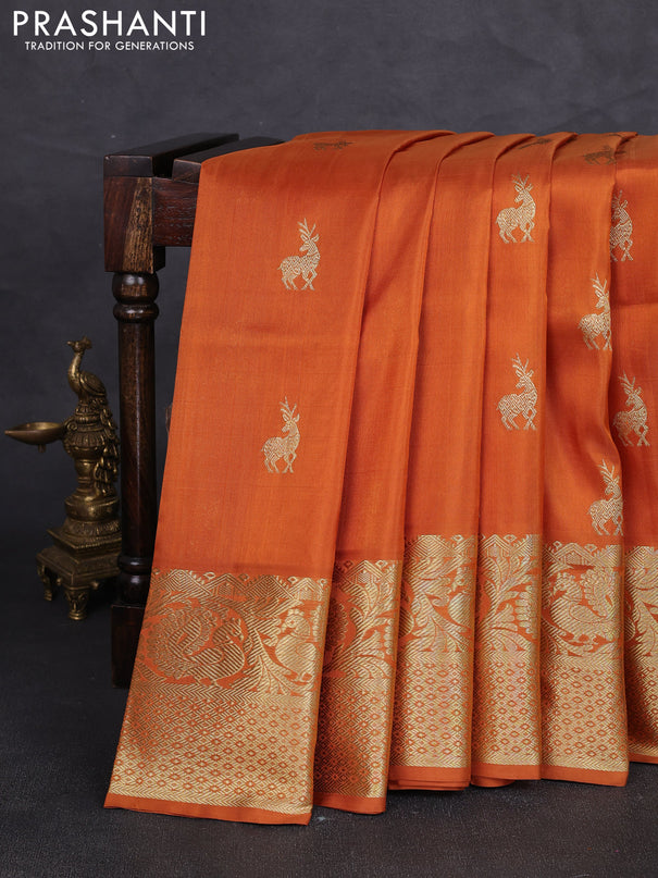 Venkatagiri silk saree honey shade with zari woven buttas and rich zari woven border