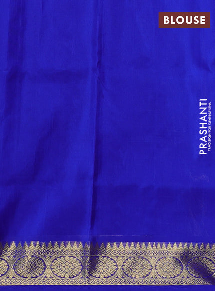 Venkatagiri silk saree royal blue with allover zari checks & buttas and silver zari woven border