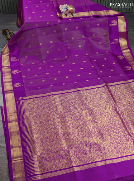 Venkatagiri silk saree purple with allover zari weaves & buttas and long annam zari woven border