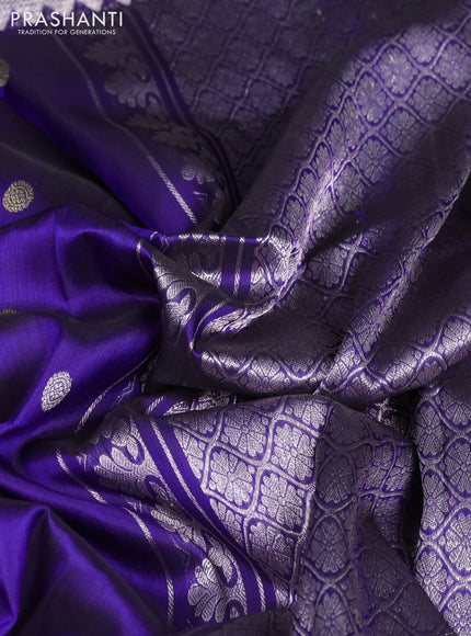 Venkatagiri silk saree blue with silver & gold zari woven buttas and silver zari woven border