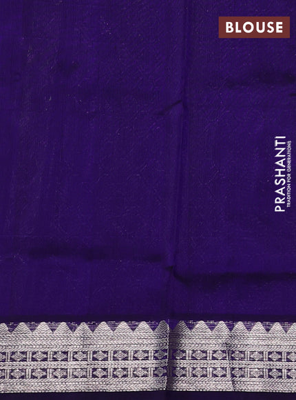 Venkatagiri silk saree blue with silver & gold zari woven buttas and silver zari woven border