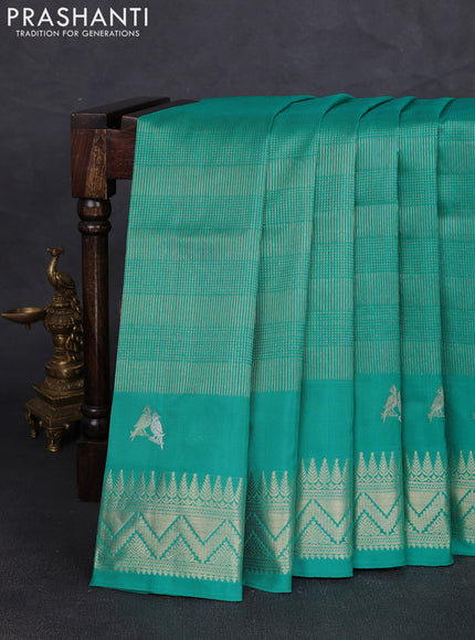 Venkatagiri silk saree teal green shade with allover zari woven brocade pattern and zari woven border