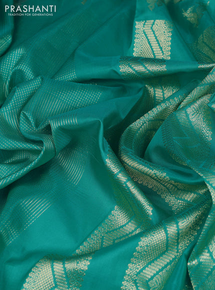 Venkatagiri silk saree teal green shade with allover zari woven brocade pattern and zari woven border