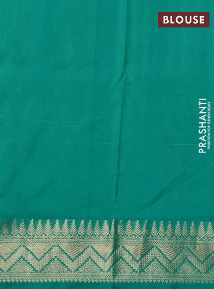 Venkatagiri silk saree teal green shade with allover zari woven brocade pattern and zari woven border