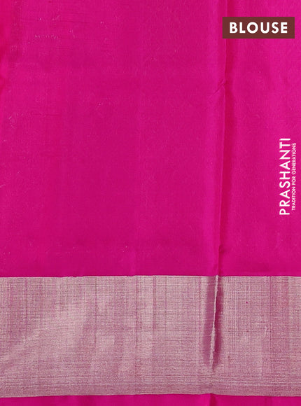 Venkatagiri silk saree dual shade of pinkish orange and pink with silver zari woven buttas and silver zari woven border