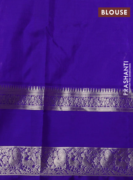 Venkatagiri silk saree purple and blue with allover silver zari checks & buttas and long silver zari woven annam butta border