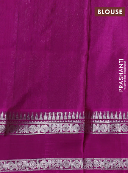 Venkatagiri silk saree coffee brown and pink with allover silver zari checks & buttas and temple rettapet zari woven border