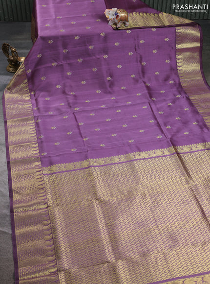 Venkatagiri silk saree pastel purple with silver & gold zari woven buttas and gold zari woven border
