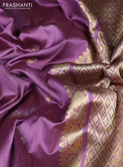 Venkatagiri silk saree pastel purple with silver & gold zari woven buttas and gold zari woven border