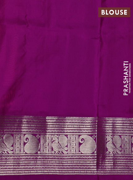 Venkatagiri silk saree dual shade of maroon and purple with silver zari woven buttas and silver zari woven border