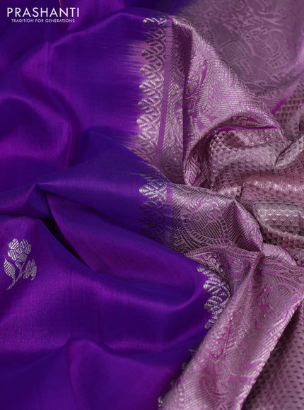 Venkatagiri silk saree purple and pastel pink with silver & gold zari woven buttas and silver zari woven border