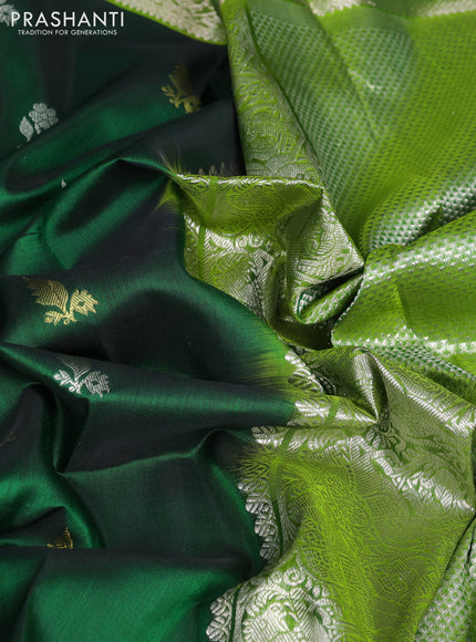 Venkatagiri silk saree green and light green with silver & gold zari woven buttas and silver zari woven border