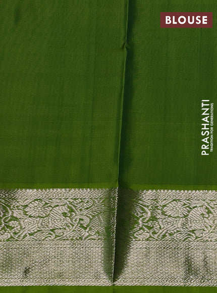 Venkatagiri silk saree green and light green with silver & gold zari woven buttas and silver zari woven border