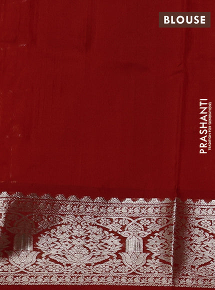 Venkatagiri silk saree red with allover silver zari checks & buttas and silver zari woven border
