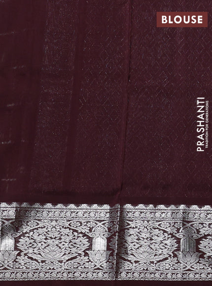 Venkatagiri silk saree coffee brown with allover silver zari checks & buttas and silver zari woven border