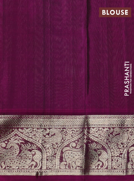 Venkatagiri silk saree bottle green and magenta pink with allover silver zari woven buttas and silver zari woven border