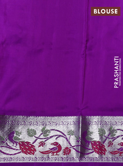 Venkatagiri silk saree violet and purple with allover silver muniya buttas and thread & silver zari woven border