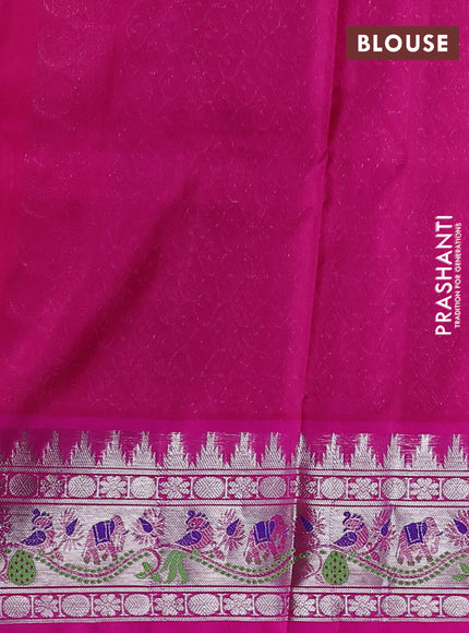Venkatagiri silk saree red and pink with allover silver zari stripe & buttas and thread & silver zari woven border