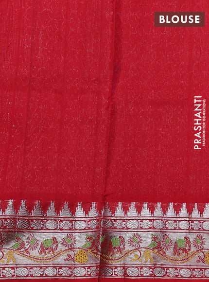Venkatagiri silk saree black and maroon with allover silver zari stripe & buttas and thread & silver zari woven border