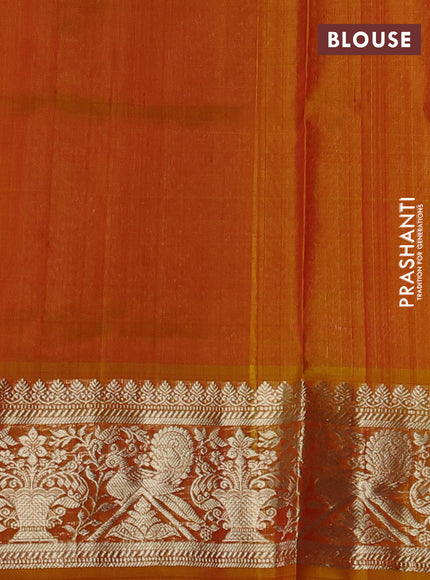 Venkatagiri silk saree red and mustard yellow with allover silver zari woven buttas and silver zari woven border