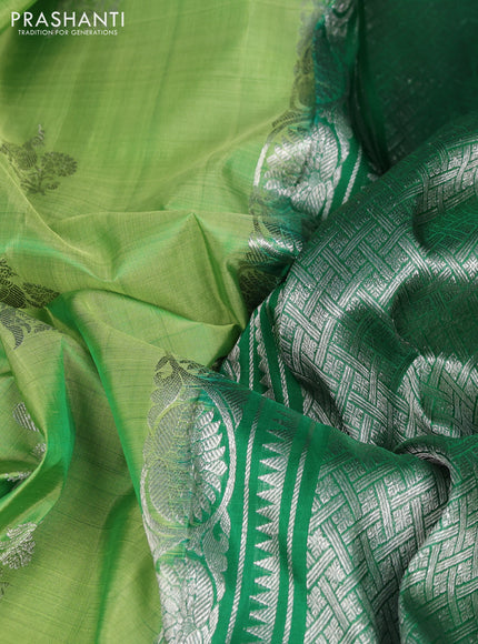 Venkatagiri silk saree light green and green with allover silver zari woven buttas and silver zari woven border